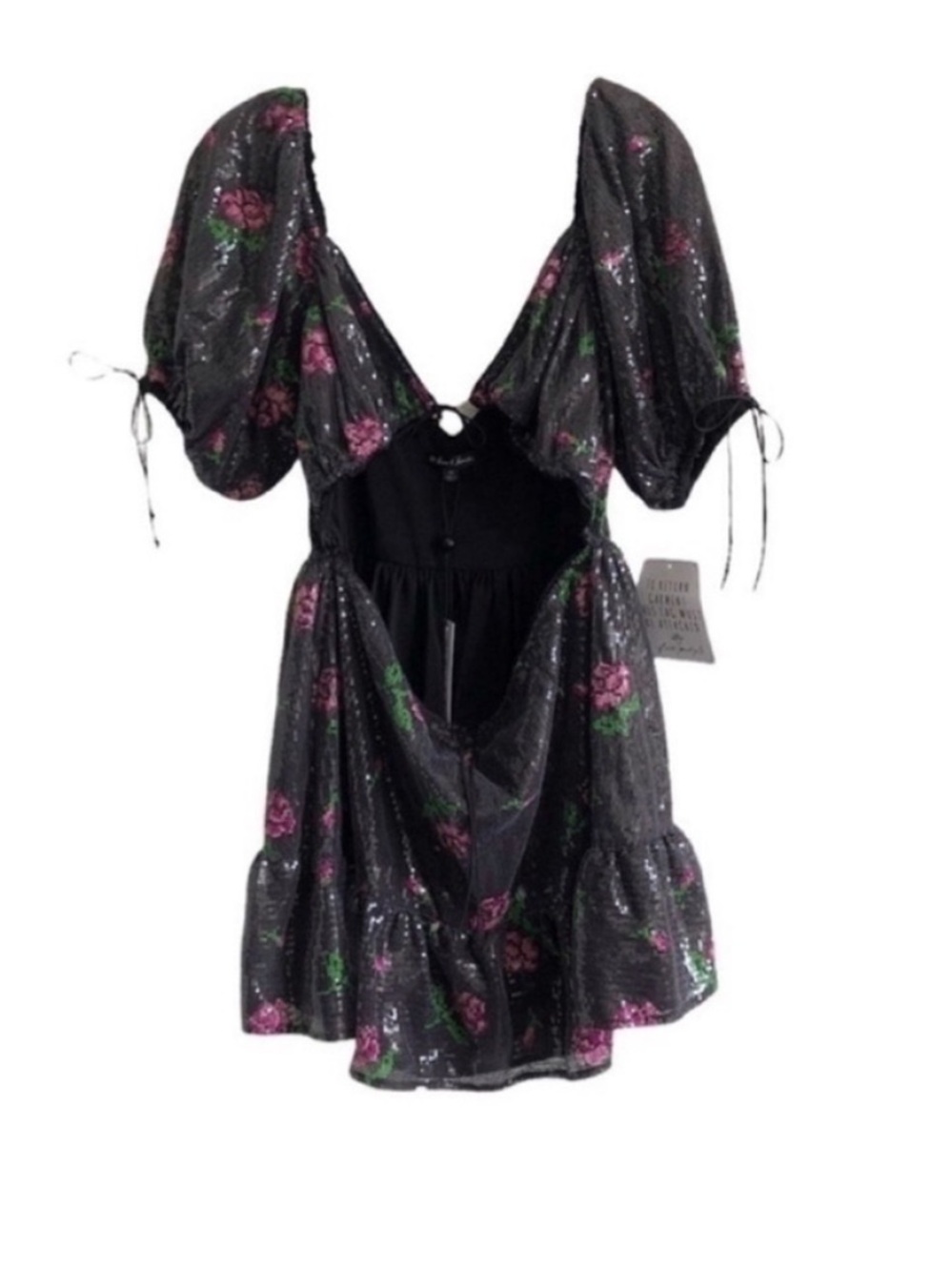 NWT For Love & Lemons Every Rose Sequin Mini Dress - Picture 3 of 9
